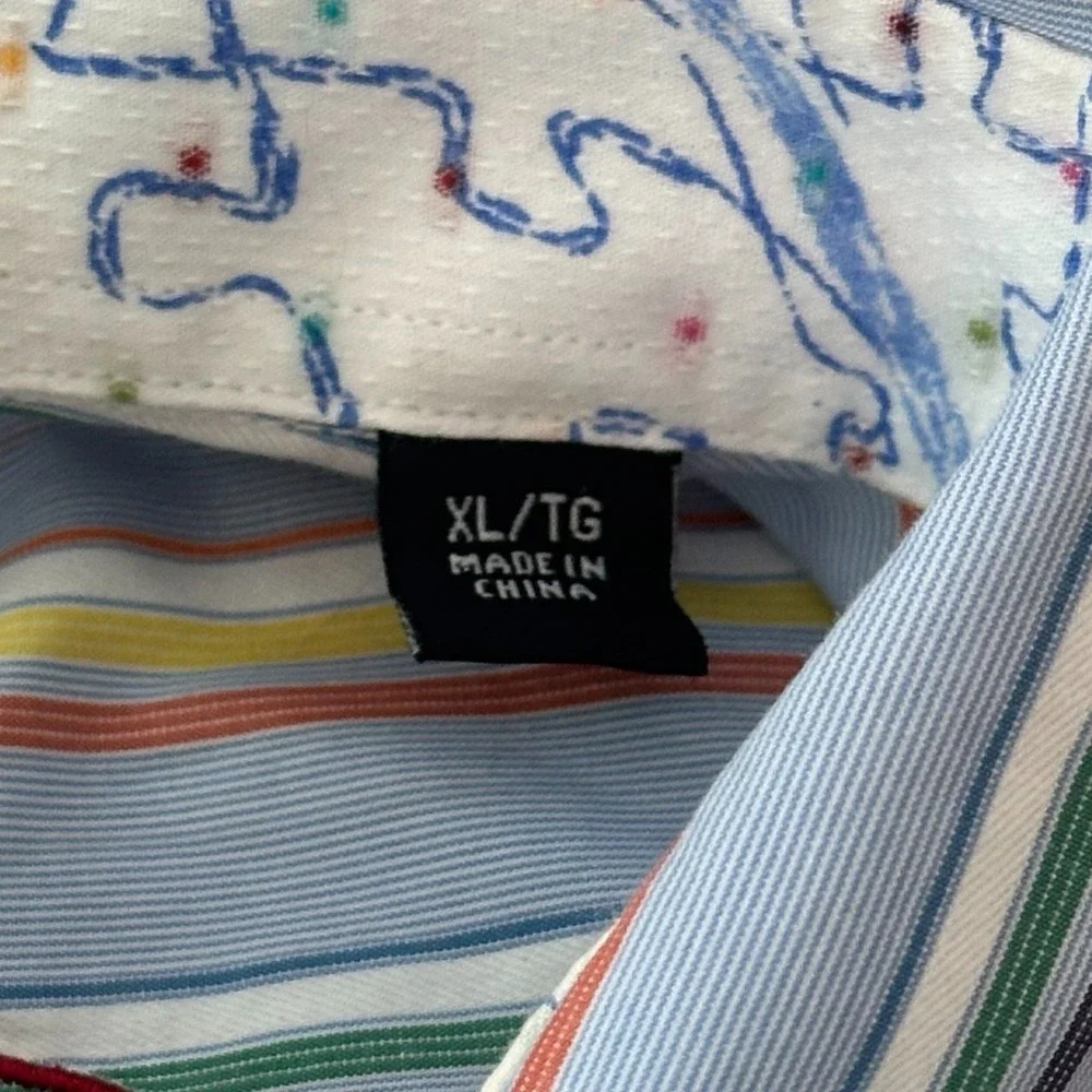 Robert Graham Mens XL Shirt Long Sleeve‎ Flip Cuff  Striped Multicolor Cotton - Picture 7 of 10